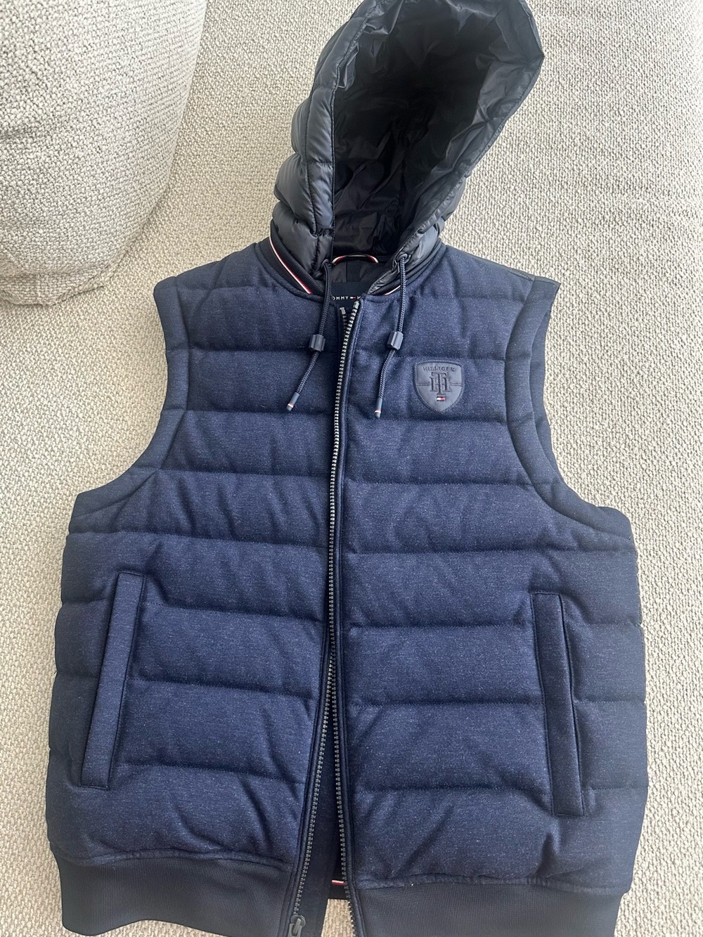 Men's Navy Quilted Hooded Vest Tommy Hilfiger